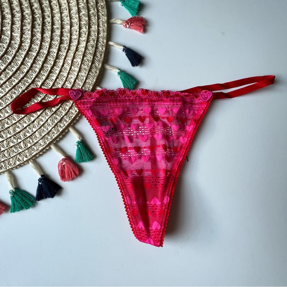 Victoria's Secret Stretch Cotton V-String Panty Pink Fever Small NEW